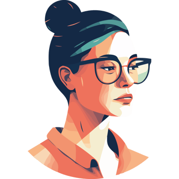 A woman with glasses and a ponytail png