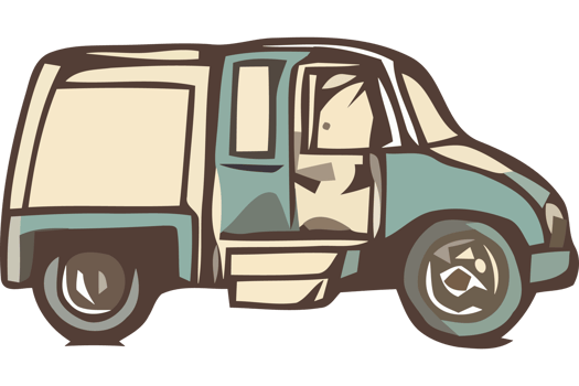 A cartoon van with a door open png