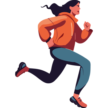 A woman running in an orange jacket png