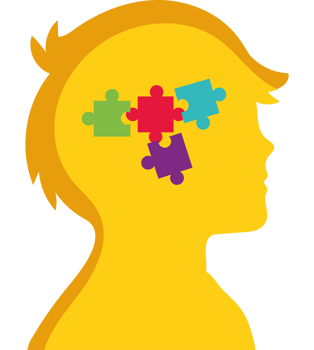 A person with a puzzle piece in their head png