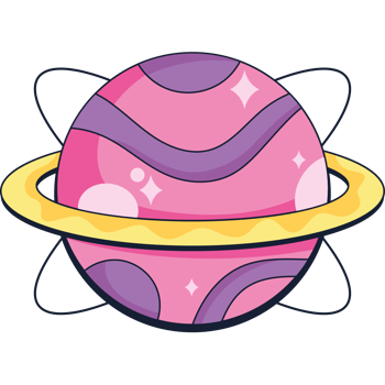 Cartoon saturn planet with a ring around it png