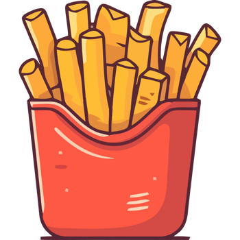 French fries in a red bucket png