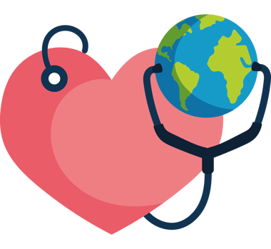 Heart with stethoscope and globe png