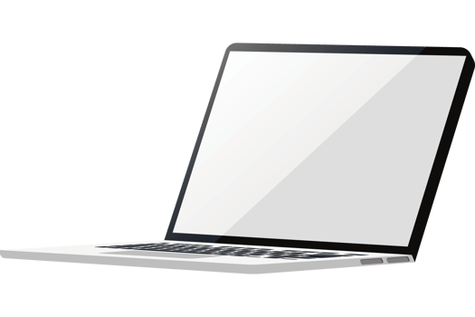 A laptop computer with a blank screen on a black background png