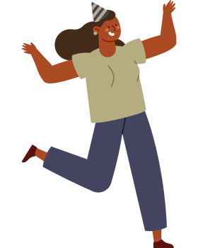 Happy woman with party hat png