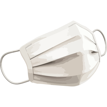 A white surgical mask on a black background png