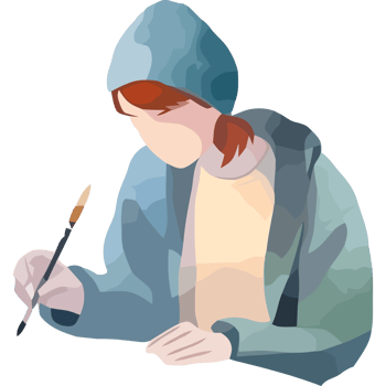 A person with a hat and a brush png