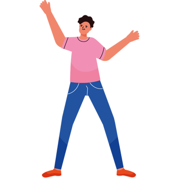 Man in pink shirt and blue jeans png