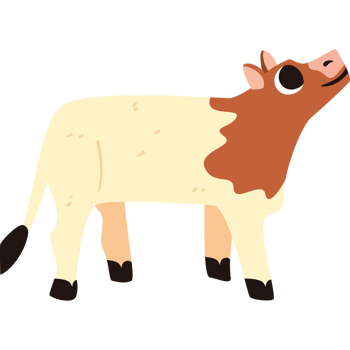 A cartoon cow standing on a black background png