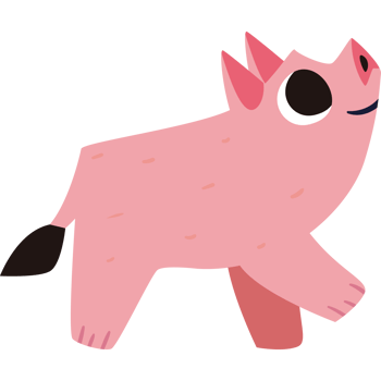 A cartoon pig with big eyes and a big nose png