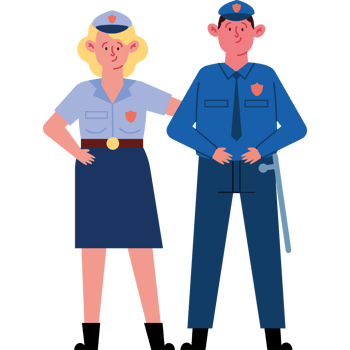 A cartoon illustration of a police officer and a woman png