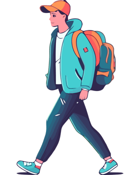 A man with a backpack walking png