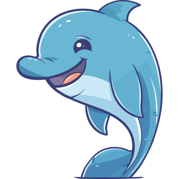 A cartoon dolphin with a smile on its face png
