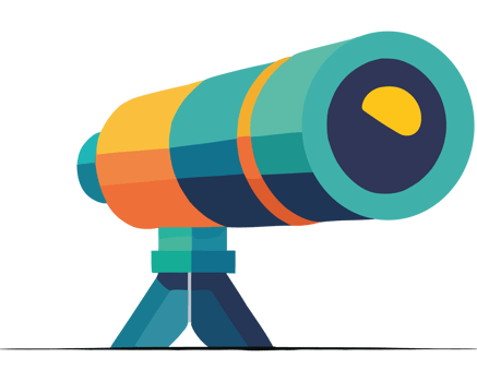 A colorful telescope on a black background png