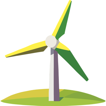A wind turbine on a green field png