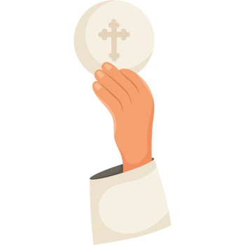 A hand holding a white cross in front of a black background png