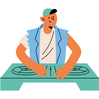 A man is playing a dj set on a turntable png