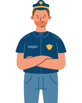 A cartoon police officer standing with his arms crossed png