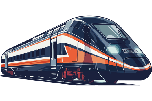 An illustration of a train on the tracks png