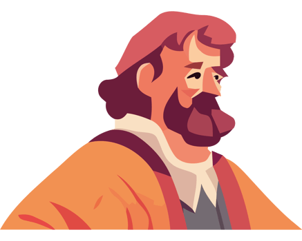 A cartoon man with a beard and red hair png