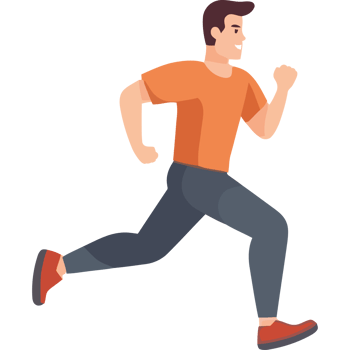 A man is running in an orange shirt png