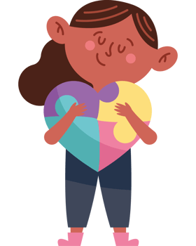 A girl holding a puzzle piece heart png