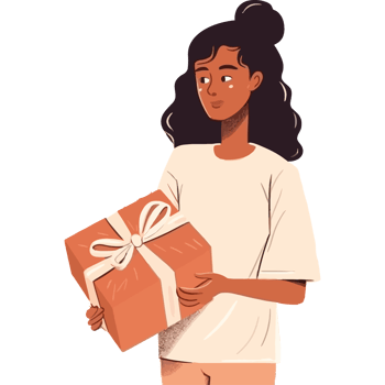 A woman holding a gift box png
