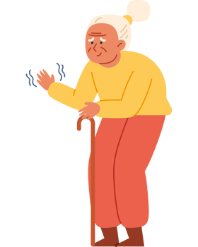An elderly woman with a cane and a smile png