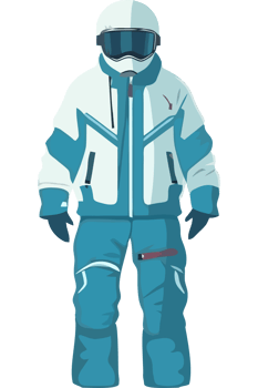 A cartoon illustration of a snowboarder in a suit png