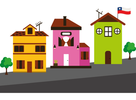 Colorful houses illustration png
