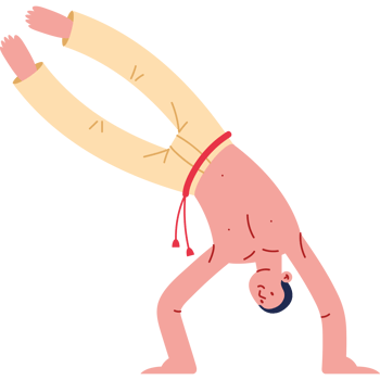 A man doing a handstand on his back png