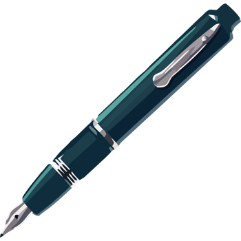 A blue fountain pen with a black background png