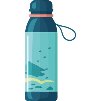 Water bottle with a fish in it png