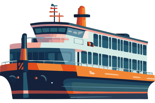 A ferry boat on a black background png