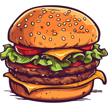 A hamburger with cheese and lettuce on it png