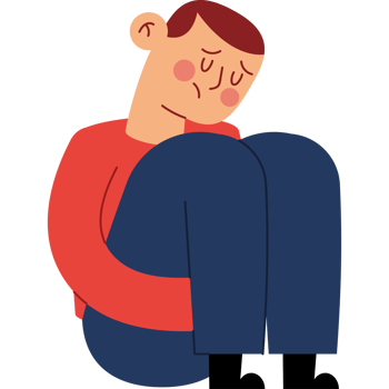 A man sitting on the floor with his head down png