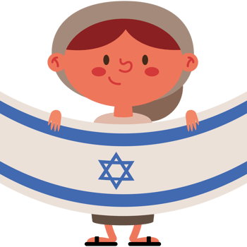 A cartoon girl holding an israeli flag png