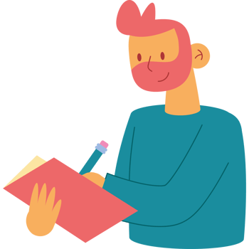 A man with a beard and pink hair is holding a book png