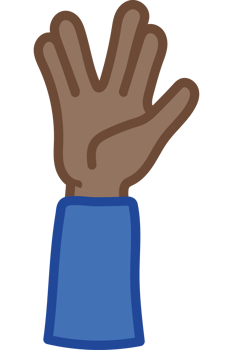 A hand with a blue glove and a hand up png