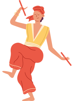 A cartoon man dancing with a stick png