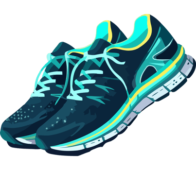 A pair of running shoes on a black background png
