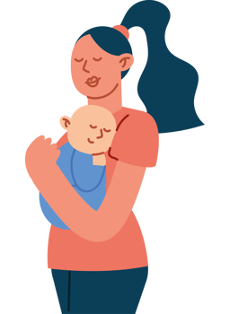 A woman holding a baby in her arms png