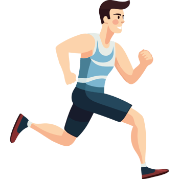 A man is running in a cartoon style png