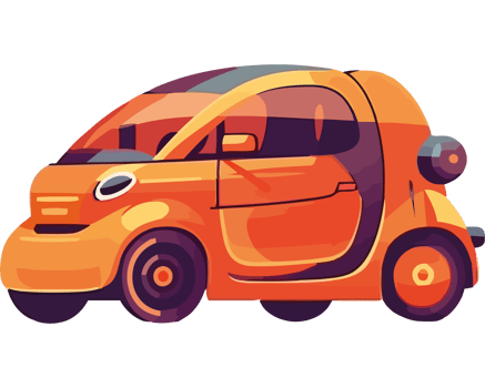 An orange smart car on a black background png