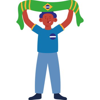 A man holding up a brazil flag png