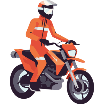 A man in an orange suit riding a motorcycle png