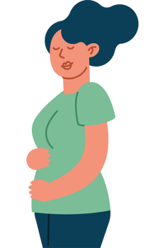 Illustration of a woman with stomach pain png