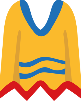 A yellow sweater with blue and red stripes png