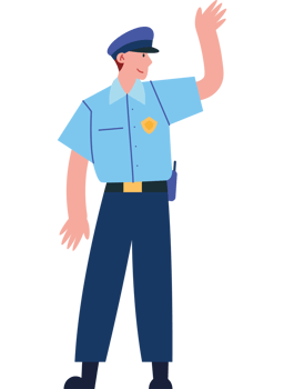 A cartoon police officer waving his hand png