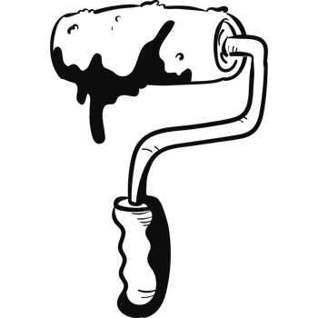 A black and white drawing of a paint roller png